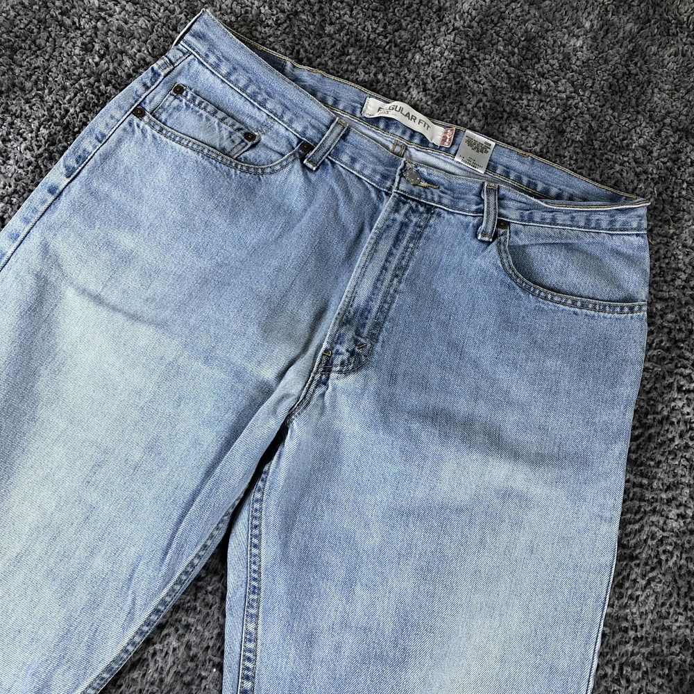 Levis 505 Jeans Mens‎ 38x34 Blue Regular Fit Straight Leg Denim Light Wash